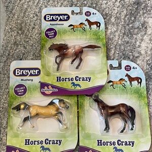 Set of 3 Breyer Stablemates Horse Crazy Ouarter, Appaloosa and Mustang New